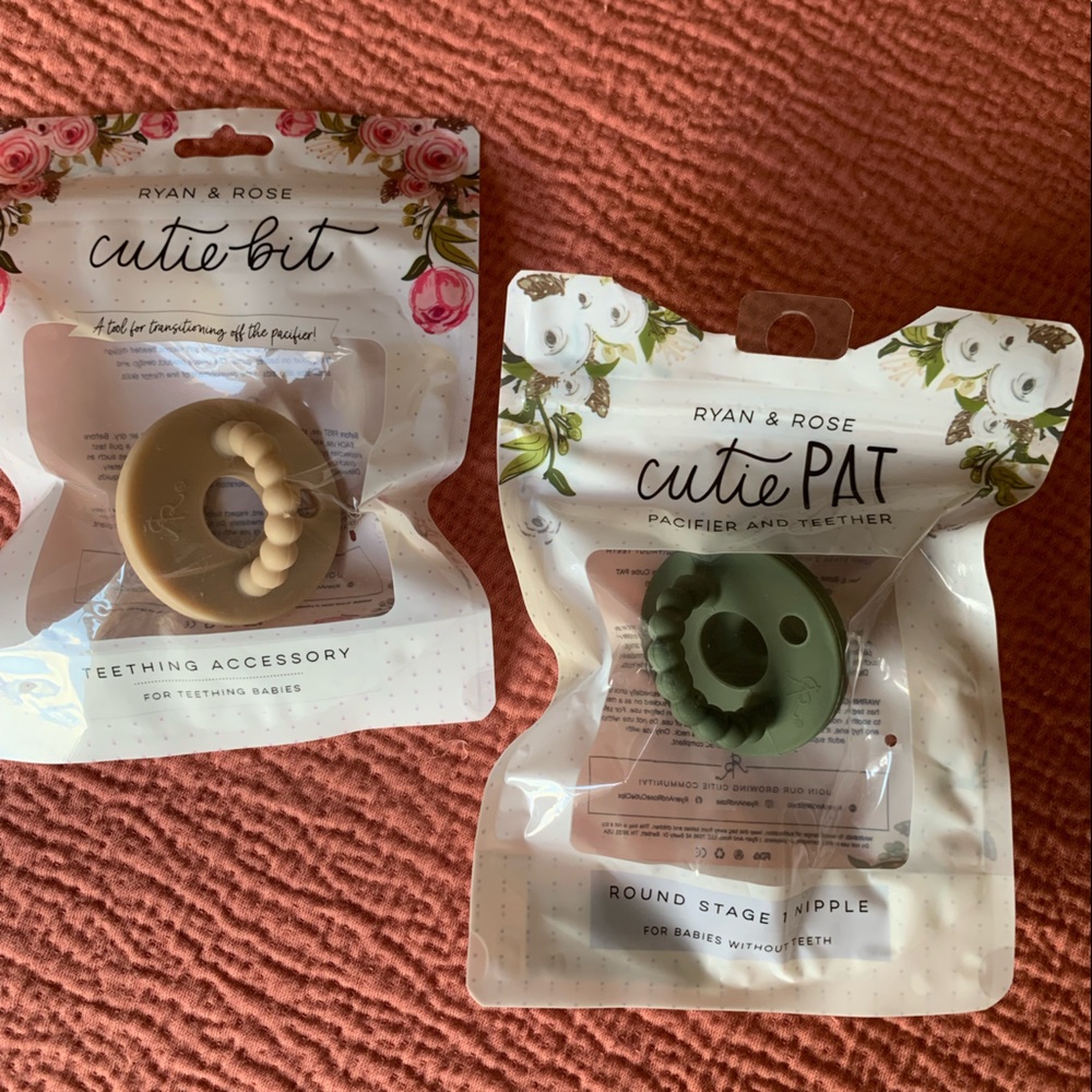 Ryan and Rose Cutie Pat Pacifier and Cutie Bit Teether